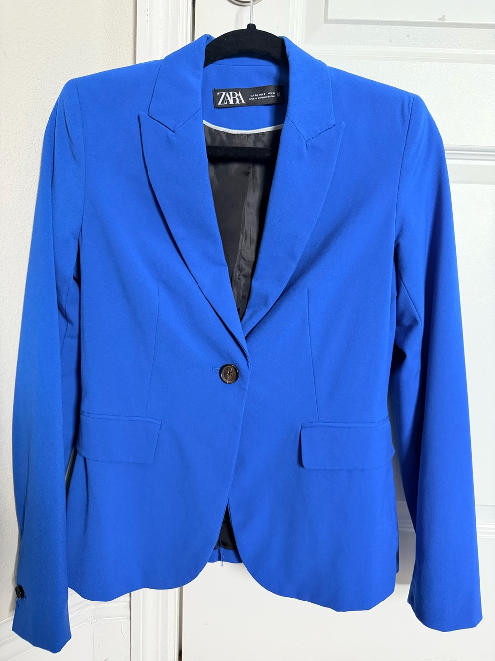 Zara Women's Blue Single-Button Tailored Blazer